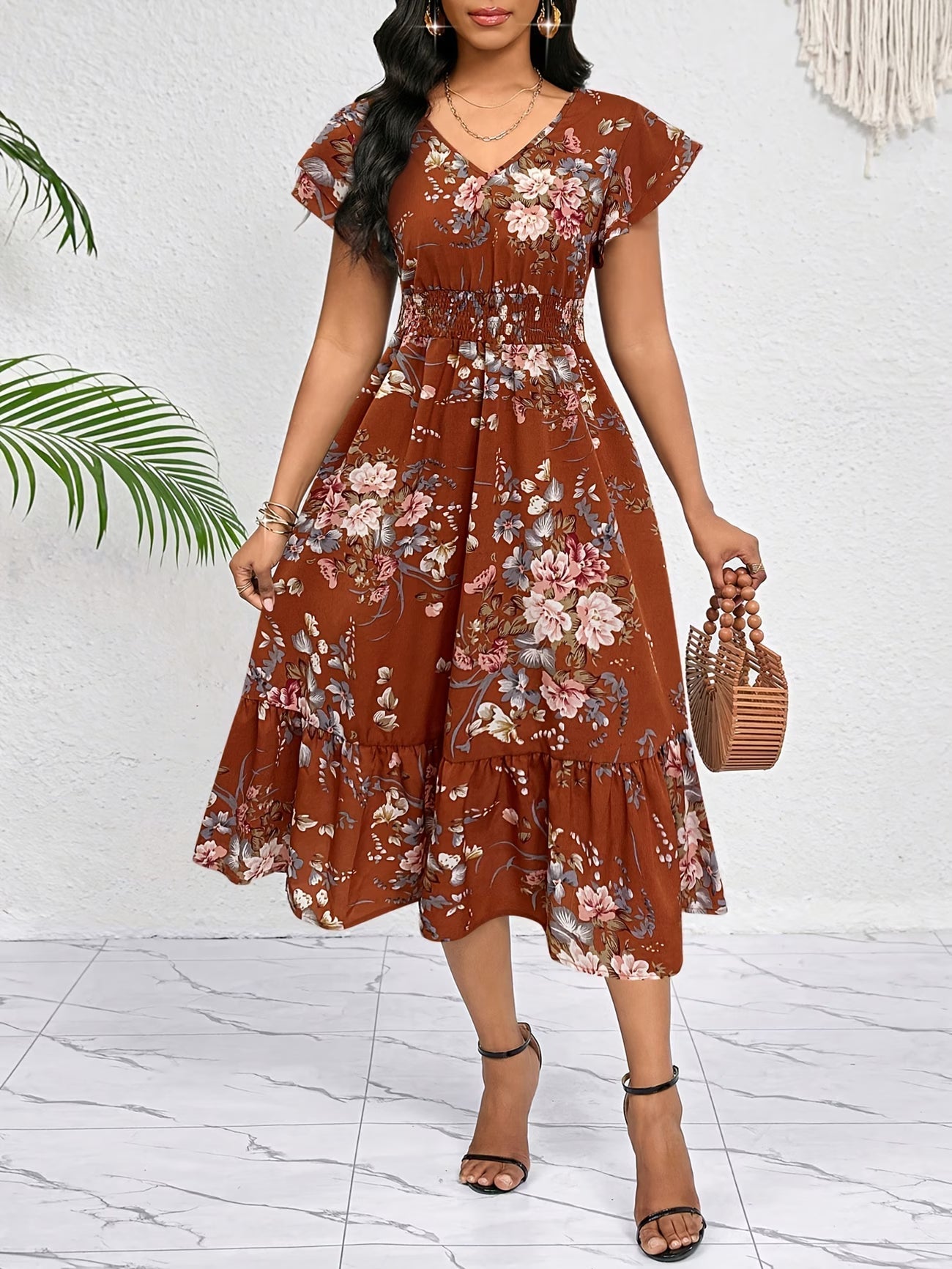 Elegant Floral Midi Dress