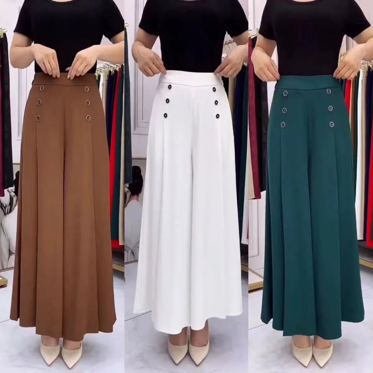 Ruidiandian Premium High-Waist Wide-Leg Palazzo Pants