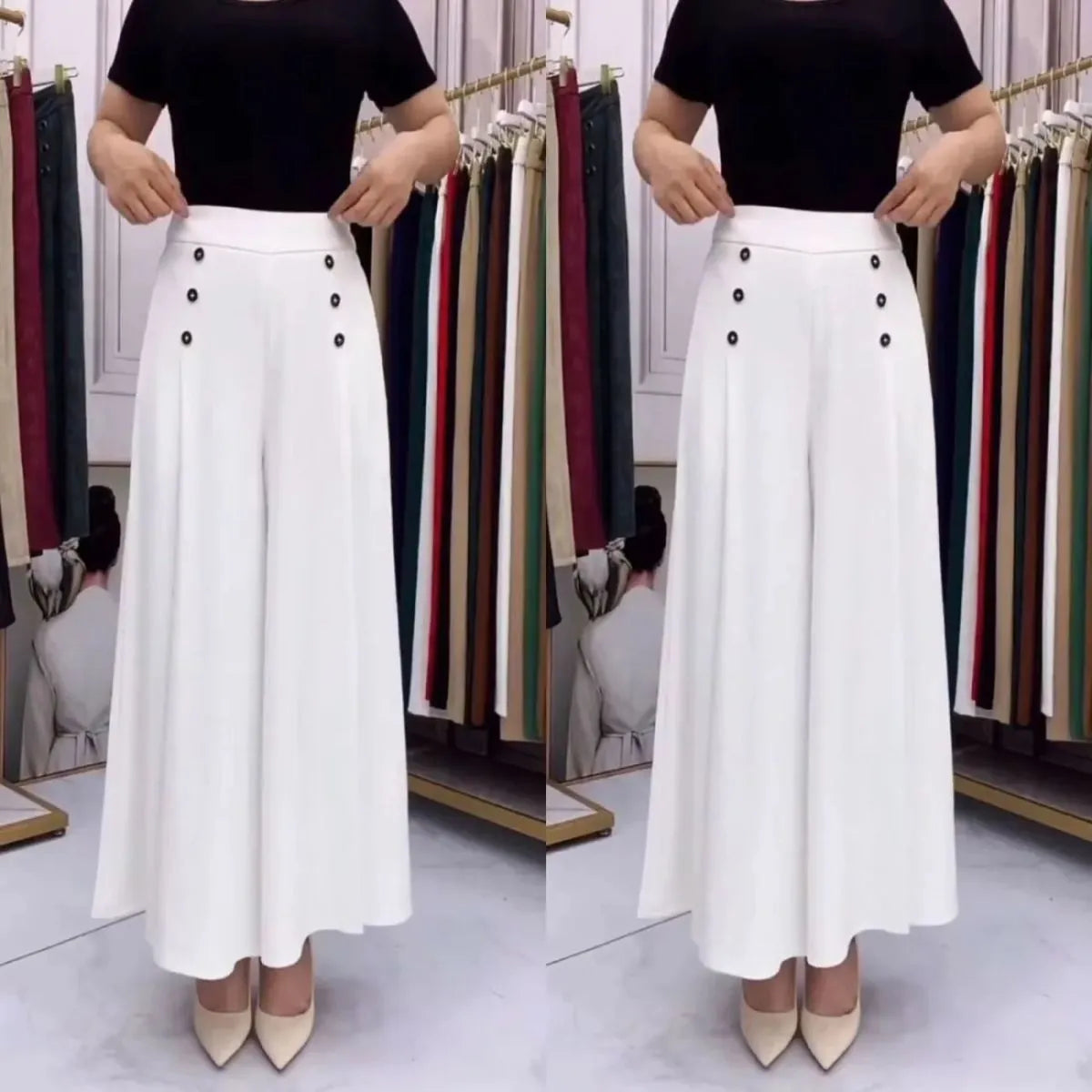 Ruidiandian Premium High-Waist Wide-Leg Palazzo Pants
