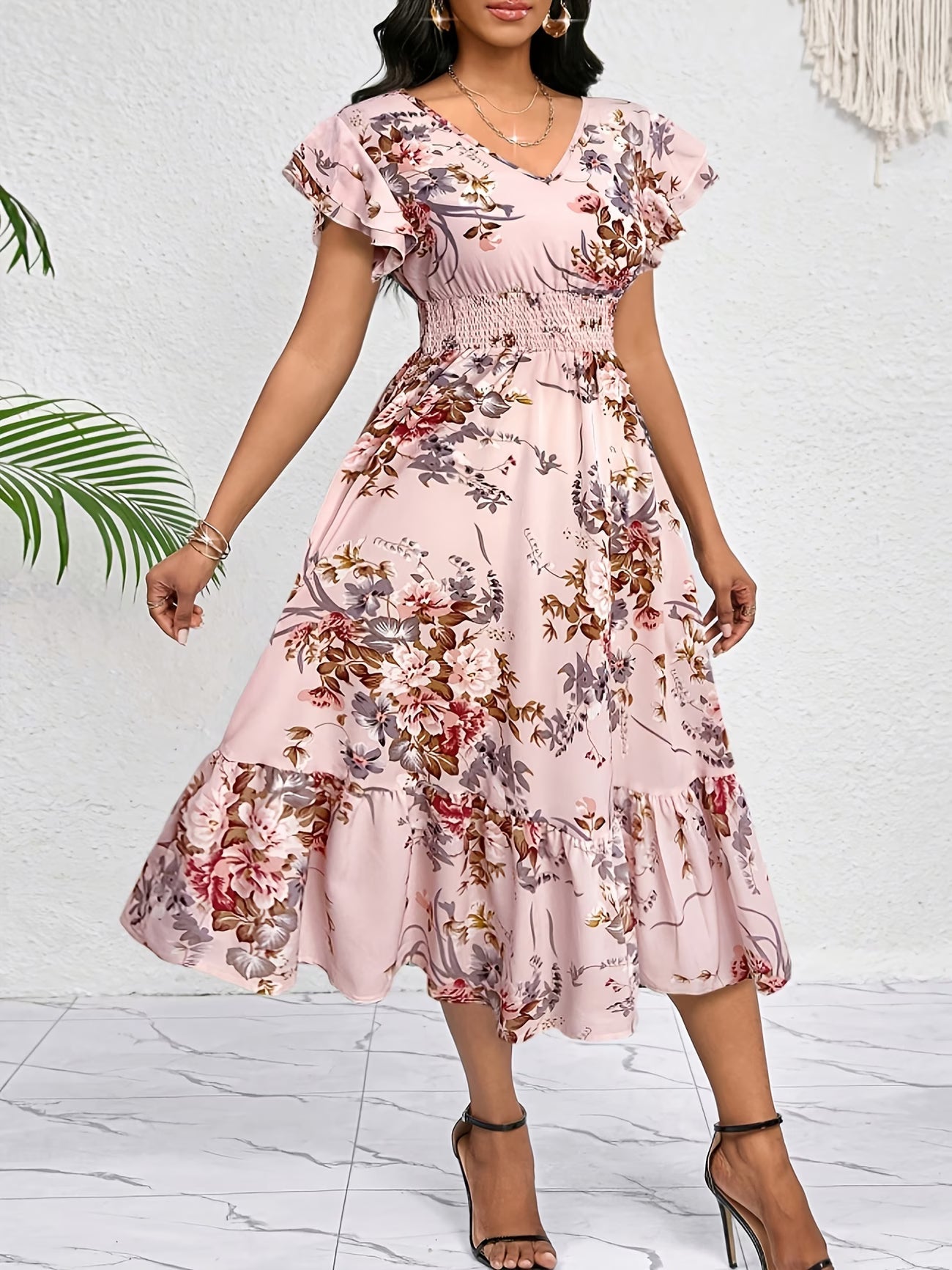 Elegant Floral Midi Dress