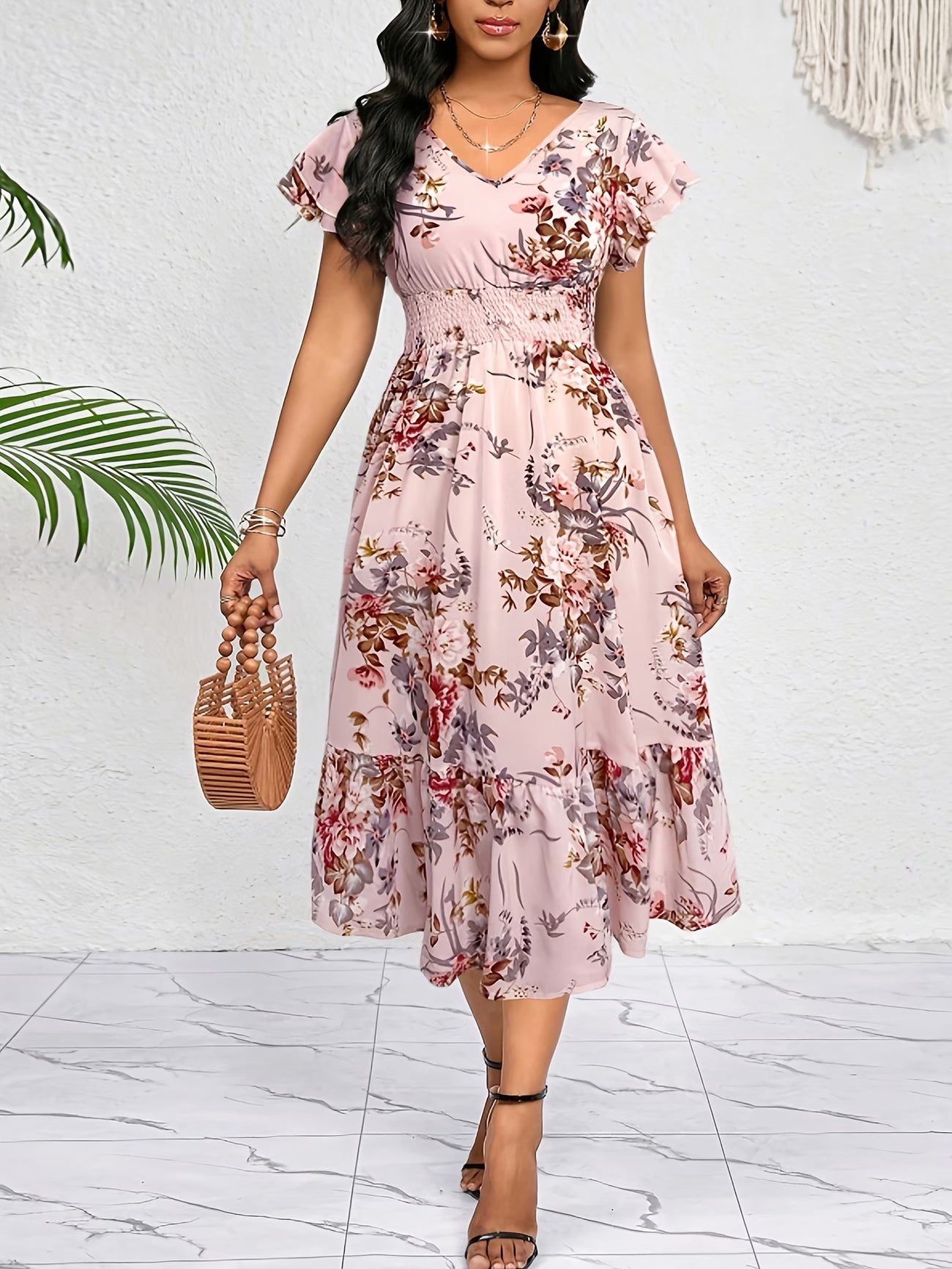 Elegant Floral Midi Dress