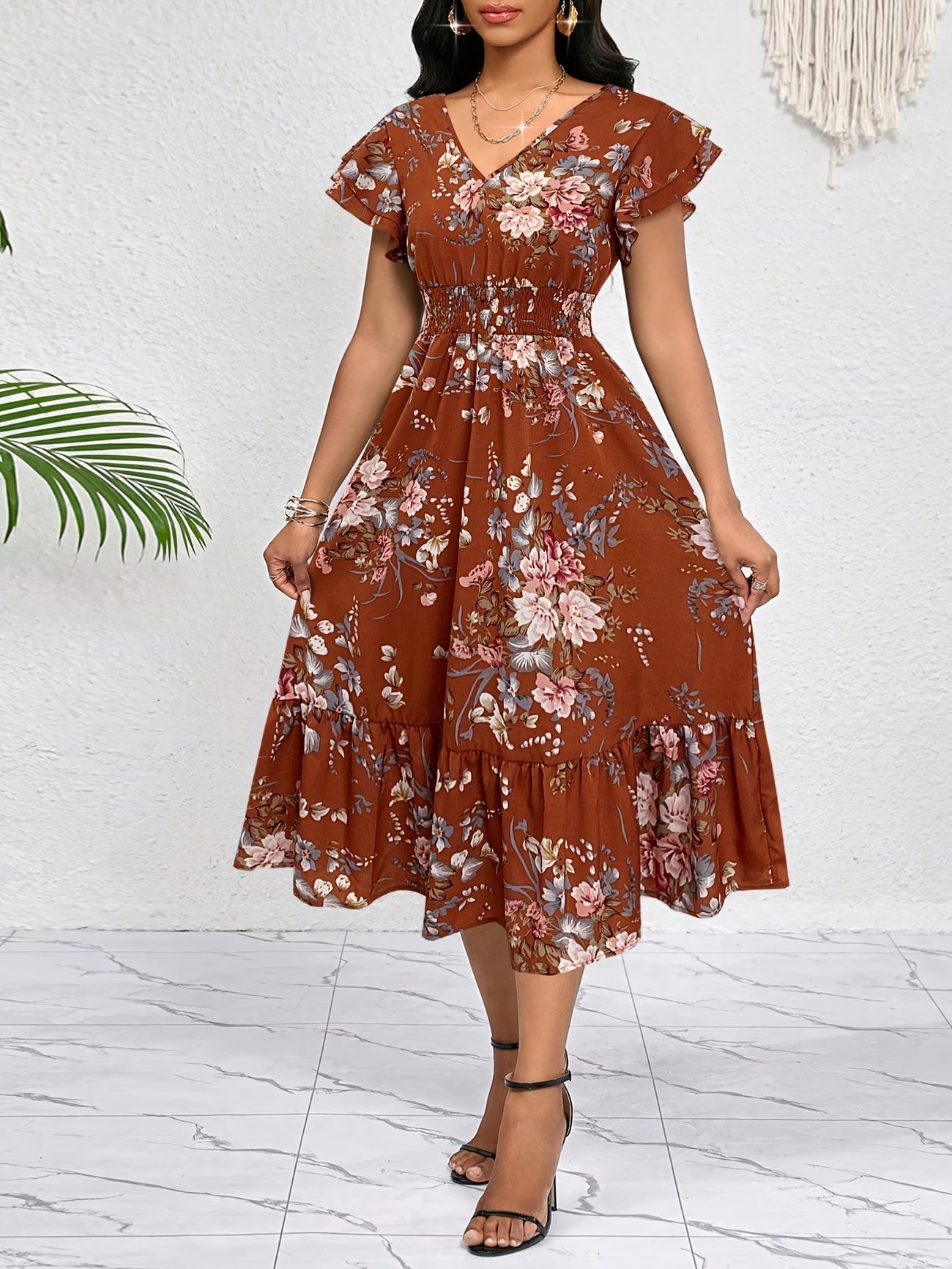 Elegant Floral Midi Dress