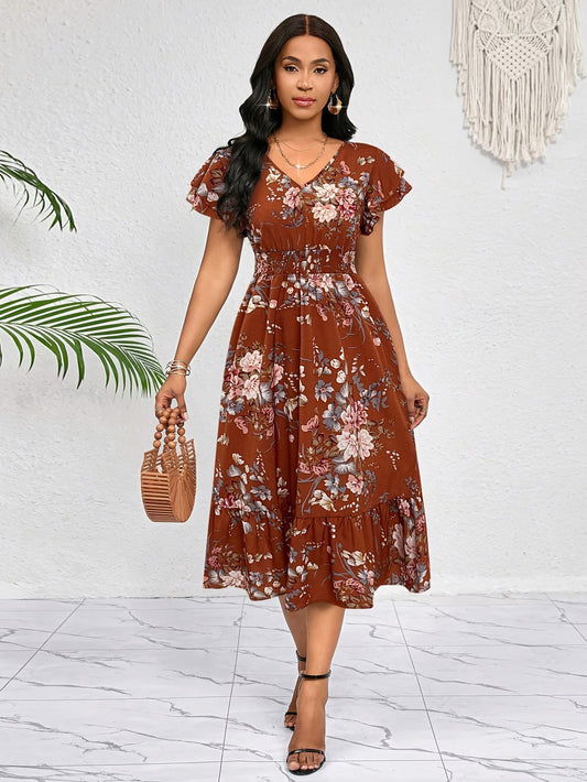 Elegant Floral Midi Dress