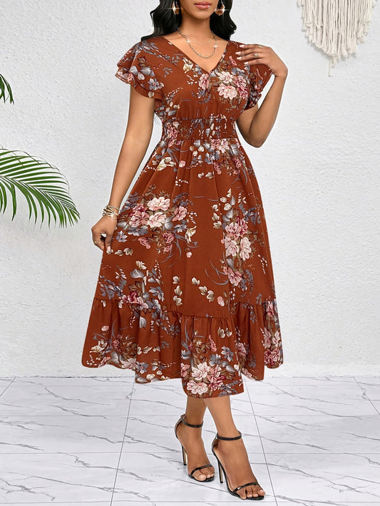 Elegant Floral Midi Dress